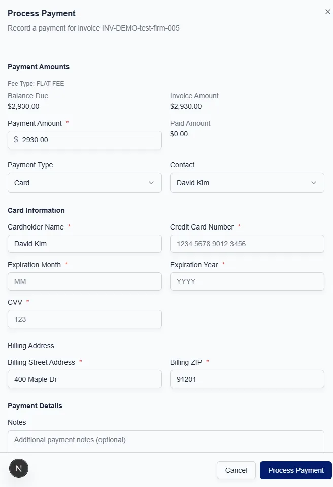 Setting up an installment payment plan against a matter in CaseFuze